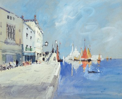Die Fondamenta delle Zattere, Venedig (Bleistift und Gouache) von Hercules Brabazon Brabazon